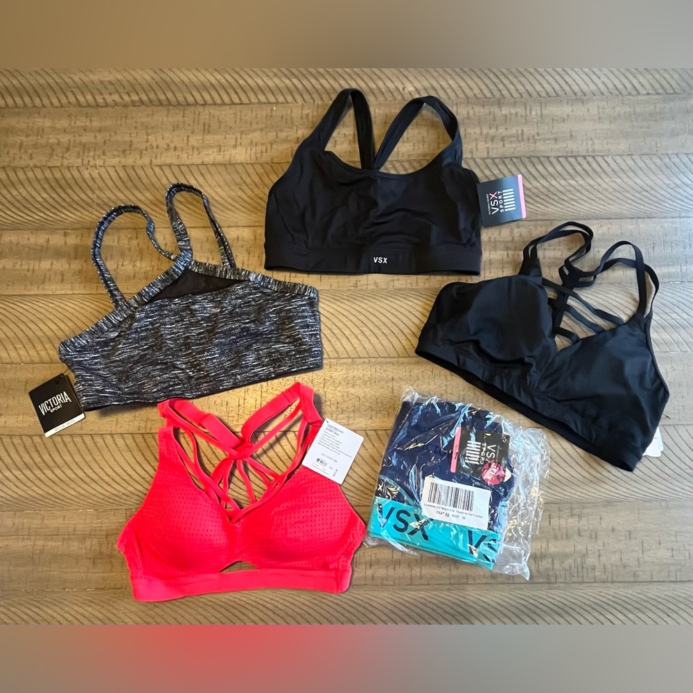 Victoria's Secret Sports Bra Bundle (5) All NWT Small Medium 34A - Picture 1 of 12